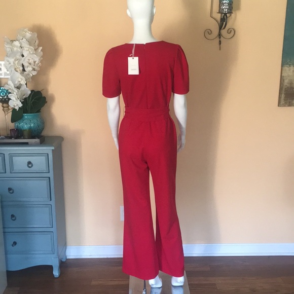 Alex Marie red short sleeves, square neck  Jumpsuit/Romper square neck size S - Picture 4 of 14